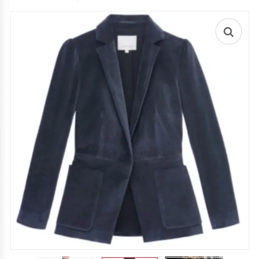 Rebecca Taylor Blue Stretch Velvet Blazer
